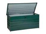 Beliani Auflagenbox Stahl dunkelgrün 132/62 cm Cebrosa , Grün , Metall , 132x64x62 cm , Aufbewahrung & Schutzhüllen, Gartenboxen