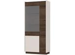 Selsey Vitrine Kobbe Beige / Nussbaum 85 cm , Holzwerkstoff , 10 Fächer , Rechteckig , 85.4x190x40 cm , Wohnzimmer, Wohnwände, Vitrinenschränke