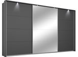 Schwebetürenschrank RAUCH "Kleiderschrank Schrank Garderobe Wäscheschrank TOMA mit Passepartout", grau (graumetallic), B:368cm H:214cm T:64cm, Holzwerkstoff, Schränke, Schwebetürenschrank, inkl. Regaleinsatz sowie zusätzlichen Einlegeböden MADE IN GERMANY