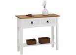 CARO-Möbel Konsolentisch Campo , Weiß, Braun , Holz , Kiefer , Vintage , 88x73x32 cm , Wohnzimmer, Wohnzimmertische, Konsolentische