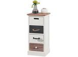 CARO-Möbel Kommode Laguna , Weiß , Holz , Paulownia , Vintage , 29x63x27 cm , Wohnzimmer, Kommoden & Sideboards, Kommoden