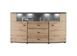 Livetastic Sideboard , Braun, Grau , Metall , 3 Fächer , 3 Schubladen , F , 160x86.8x41.6 cm , Made in EU, FSC Mix , Typenauswahl, individuell planbar, stehend, hängend, Beleuchtung, in verschiedenen Holzdekoren erhältlich , Kleinmöbel, Kommoden, Sideboards