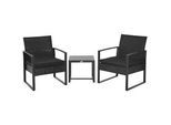 Outsunny Rattan Gartenmöbel Set mit Kissen Garten Schwarz , Kunststoff , Gartenmöbel, Gartenmöbel-Sets