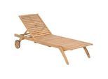 Beliani Gartenliege hellbraun Cesana , Hellbraun , Holz , 61x80x195 cm , Gartenmöbel, Gartenliegen