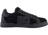 Dolce&Gabbana Low-Top Sneaker - Dames Portofino Logo Sneaker Zwart - Gr. 40 (EU) - in Schwarz - für Damen