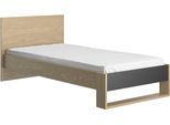 Kinderbett GAMI "NAEL", eiche rookwood nachbildung, eiche rookwood nachbildung, eiche rookwood nachbildung, schwarz, B:100cm H:80cm L:205cm, Betten
