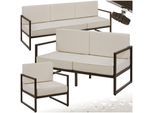 tectake® Garten-Loungeset, für 6 Personen, Dicke der Sitzpolster 14 cm, pulverbeschichtete Stahlgestelle, höhenverstellbare Füße