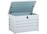 Beliani Auflagenbox Stahl hellgrau 100/62 cm Cebrosa , Hellgrau , Metall , 100x64x62 cm , Aufbewahrung & Schutzhüllen, Gartenboxen