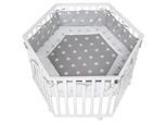 Roba Laufgitter 6-eckig, Little Stars , Weiß , Holzwerkstoff , Stern/Sternzeichen , Sechseckig , 118.5x72.5x103.5 cm , Babymöbel, Laufstall Baby