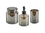 Beliani Badezimmer Set 3-teilig Glas grau Managua , Grau, Schwarz , 10x16x10 cm , Badaccessoires