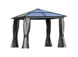 Outsunny Pavillon, Dunkelgrau, 295L x 295B x 265H cm/360L x 300B x 265H cm, Metall, Polyester , 295x265x295 cm , Sonnen- & Sichtschutz, Pavillons & Pergolas