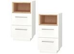 Vicco Nachttisch Beatrice Weiß 36 x 68 cm 2er Set , Weiß, Weiß , Holzwerkstoff , Rechteckig,Rechteckig , 36x68x36 cm , Schlafzimmer, Nachttische