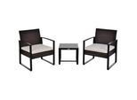Outsunny Rattan Gartenmöbel Set mit Kissen Garten Braun+Creme , Kunststoff , Gartenmöbel, Gartenmöbel-Sets