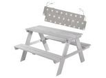 Roba Kindersitzgarnitur Outdoor + in grau mit Bankkissen , Hellgrau , Holz , Stern/Sternzeichen , rechteckig,Rechteckig , Gartenmöbel, Kinder-Gartenmöbel