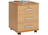 CARO-Möbel Rollcontainer Vancouver , Buchefarben , Holzwerkstoff , Mode , 44x58x45 cm , Arbeitszimmer, Container