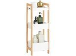 SoBuy Badregal Weiß-Natur , Naturfarben , Holzwerkstoff , 28x74x20 cm , Badezimmer, Badezimmerregale, Badregale