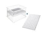 Roba Laufgitter inkl. Matratze, roba Style grau , Weiß, Grau , Holzwerkstoff , Rechteckig , 72.5x72x98 cm , Babymöbel, Laufstall Baby