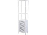 Svita Badregal Bambus L Weiß , Holz , 41x164x36 cm , Badezimmer, Badezimmerregale, Badregale