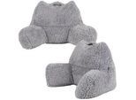 icon Rückenlehne Lesekissen Teddybär 2-tlg. , Grau , Textil , Freiform , 74x63 cm , Hergestellt in Deutschland , Heimtextilien, Wohntextilien, Kissen, Zierkissen