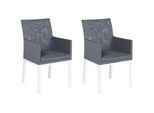 Beliani Gartenstuhl 2er-Set Aluminium grau Bacoli , Grau , Textil , 52x91x62 cm , Gartenmöbel, Gartenstühle, Gartenstühle