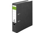 Ordner Grüner Balken, A4, Rückenbreite 80 mm, Qualitätsmechanik, Griffloch & geklebtes Rückenschild, Hartpappe, schwarz marmoriert, 40 Stück