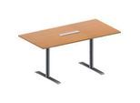 Schäfer Shop Genius Konferenztisch MODENA FLEX, 6-fach Anschluss, Rechteck, T-Fuss Rundrohr, B 1600 x T 800 x H 650-850 mm, Buche/weissalu