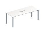Schäfer Shop Genius Konferenztisch MODENA FLEX, 6-fach Anschluss, Rechteck, 4-Fuss Quadratrohr, B 2000 x T 800 x H 720-840 mm, weiss/weissalu