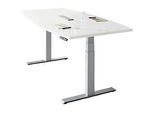Schäfer Shop Genius Konferenztisch MODENA FLEX, 6-fach Anschluss, elektrisch höhenverstellbar, Boot, B 2000 mm, weiss/weissalu
