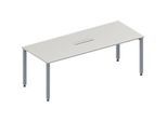 Schäfer Shop Genius Konferenztisch MODENA FLEX, 6-fach Anschluss, Rechteck, 4-Fuss Quadratrohr, B 2000 x T 800 x H 720-840 mm, lichtgrau/weissalu