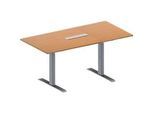 Schäfer Shop Genius Konferenztisch MODENA FLEX, 6-fach Anschluss, Rechteck, T-Fuss Rechteckrohr, B 1600 x T 800 x H 650-850 mm, Buche/weissalu