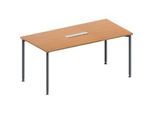 Schäfer Shop Genius Konferenztisch, 6-fach Tischanschlussfeld, Rechteck, 4-Fuss Rundrohr, B 1600 x T 800 x H 720-840 mm, Buche/weissaluminium RAL 9006