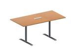 Schäfer Shop Genius Konferenztisch MODENA FLEX, 3-fach Anschluss, Rechteck, T-Fuss Rundrohr, B 1600 x T 800 x H 650-850 mm, Buche/weissalu