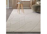 Teppich WECON HOME "Unplugged, auch in quadratischer Form", beige (creme weiß), B:200cm H:10mm L:200cm, Polypropylen, Teppiche, Teppich, Kurzflor, Hoch Tief Struktur, gewebt, Wohnzimmer, Schlafzimmer, modern