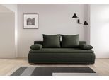 Schlafsofa WERK2 "Biggi komfortabel & elegant, Schlaffunktion, Bettkasten, Breite 206 cm", grün, B:206cm H:88cm T:91cm, 100% Polyester, Sofas, Schlafsofa, inkl. losen Kissen, Struktur fein, weich BREEZE, Grün