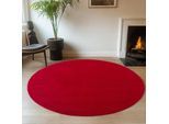 Teppich AYYILDIZ TEPPICHE "JOY 1400", rot, H:11mm Ø:160cm, Polyester, Teppiche, Teppich, uni Kurzflor, Wohnzimmer, viele Größen