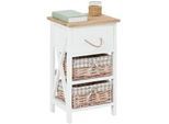 CARO-Möbel Nachttisch Perugia , Weiß , Holz , Paulownia , Vintage , 32x55x26 cm , Schlafzimmer, Nachttische