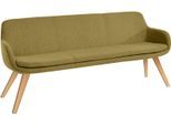 Essbank MUSTERRING "Tavia", grün (kiwi, eiche bianco), B:180cm H:87cm T:66cm, 100% PES, Sitzbänke, Essbank, Stativgestell aus Eiche bianco massiv, Breite 180, 200 oder 220 cm