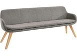 Essbank MUSTERRING "Tavia", grau (taupe, eiche bianco), B:220cm H:87cm T:66cm, 100% PES, Sitzbänke, Essbank, Stativgestell aus Eiche bianco massiv, Breite 180, 200 oder 220 cm