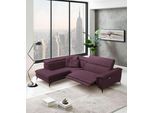 Ecksofa EGOITALIANO "Martine, Multifunktionssofa mit Komfortfunktionen, edel und bequem", lila (plum), B:272cm H:96cm T:203cm, Sofas, Ecksofa, mit Ottomane, elektrischer Relaxfunktion und Kopfteilverstellung