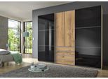 Schwebetürenschrank WIMEX "Magic by fresh to go", grau (plankeneichefarben, außentüren grauglas), B:300cm H:236cm T:65cm, Schränke, Schwebetürenschrank
