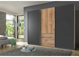 Schwebetürenschrank WIMEX "Magic by fresh to go", grau (plankeneiche nachbildung, graphit), B:300cm H:236cm T:65cm, Schränke, Schwebetürenschrank