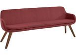 Essbank MUSTERRING "Tavia", rot (bordeaux, wild, nussbaum), B:200cm H:87cm T:66cm, 100% PES, Sitzbänke, Essbank, Stativgestell Wildnussbaum massiv geölt, Breite 180, 200 oder 220 cm