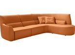 Ecksofa EGOITALIANO "Puffy, extravagant & edel, Retro Designsofa, hoher Sitzkomfort, L-Form", orange, B:330cm H:88cm T:205cm, Leder »BULL« (echtes Rindsleder). Geschliffenes, pigmentiertes und behandeltes Rindsleder mit einer Dicke von 1, 3-1, 5 mm. Dieses Leder zeigt eine ziemlich weiche Hand mit einem halb undurchsichtigen Aussehen. Es handelt sich um ein geschütztes Leder. Eine leichte Deckschi