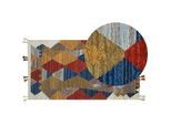 Kelim Teppich Wolle mehrfarbig 80 x 150 cm Patchwork Kurzflor ARZAKAN