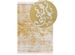 Teppich Viskose senfgelb / beige 140 x 200 cm orientalisches Muster Kurzflor BOYALI