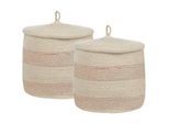 Aufbewahrungskorb 2er Set SILOPI Baumwolle Hellbeige
