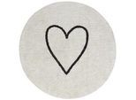 Runder Teppich aus Baumwolle Beige und Schwarz ø 140 cm HEART