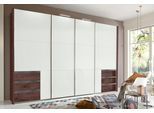Schwebetürenschrank WIMEX "Level by fresh to go", braun (plankeneichefarben, weißglas), B:350cm H:236cm, Schränke, Schwebetürenschrank, mit Glastüren und Synchronöffnung