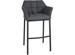 CLP Barhocker mit Lehne Damaso, Barstuhl gepolstert mit Filzbezug, Vierfußgestell aus Metall, Tresenhocker bis 240 kg belastbar