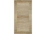 Wollteppich LUXOR LIVING "Lineo", beige, B:200cm H:14mm L:250cm, Schurwolle, Teppiche, Nepalteppich, reine Wolle, handgeknüpft, mit Bordüre
